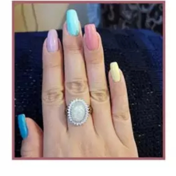 New huge opal diamond 925 sterling silver ring - Picture 3 of 5